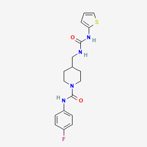 molecular formula C18H21FN4O2S B2743969 N-(4-fluorophenyl)-4-((3-(thiophen-2-yl)ureido)methyl)piperidine-1-carboxamide CAS No. 1234958-07-6