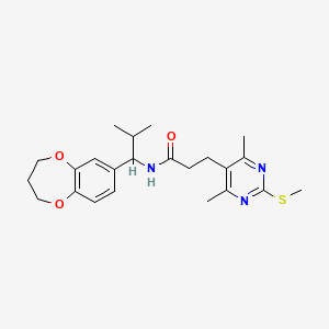 molecular formula C23H31N3O3S B2743996 N-[1-(3,4-dihydro-2H-1,5-benzodioxepin-7-yl)-2-methylpropyl]-3-[4,6-dimethyl-2-(methylsulfanyl)pyrimidin-5-yl]propanamide CAS No. 1209294-41-6