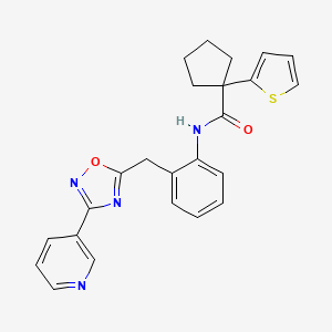 N-(2-((3-(pyridin-3-yl)-1,2,4-oxadiazol-5-yl)methyl)phenyl)-1-(thiophen-2-yl)cyclopentanecarboxamide