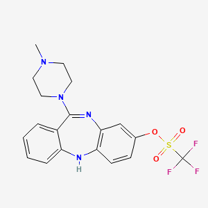 molecular formula C19H19F3N4O3S B2744001 11-(4-Methylpiperazino)-5H-dibenzo[b,e][1,4]diazepin-8-ol trifluoromethanesulfonate 