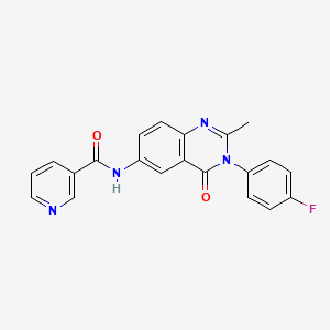 molecular formula C21H15FN4O2 B2744020 N-(3-(4-fluorophenyl)-2-methyl-4-oxo-3,4-dihydroquinazolin-6-yl)nicotinamide CAS No. 1105237-68-0