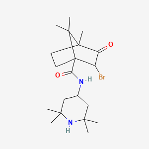 molecular formula C20H33BrN2O2 B2744026 2-bromo-4,7,7-trimethyl-3-oxo-N-(2,2,6,6-tetramethylpiperidin-4-yl)bicyclo[2.2.1]heptane-1-carboxamide CAS No. 484048-70-6