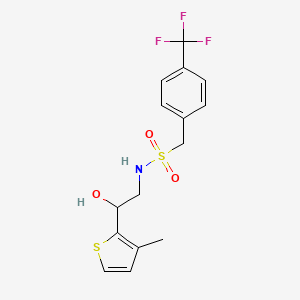molecular formula C15H16F3NO3S2 B2744035 N-[2-hydroxy-2-(3-methylthiophen-2-yl)ethyl]-1-[4-(trifluoromethyl)phenyl]methanesulfonamide CAS No. 1396869-10-5