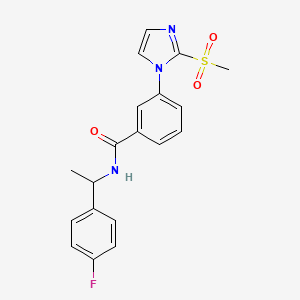 molecular formula C19H18FN3O3S B2744037 N-[1-(4-fluorophenyl)ethyl]-3-(2-methanesulfonyl-1H-imidazol-1-yl)benzamide CAS No. 2034242-66-3