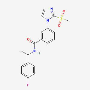 molecular formula C19H18FN3O3S B2744037 N-(1-(4-氟苯基)乙基)-3-(2-(甲磺酰)-1H-咪唑-1-基)苯甲酰胺 CAS No. 2034242-66-3