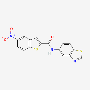 molecular formula C16H9N3O3S2 B2744067 N-(1,3-benzothiazol-5-yl)-5-nitro-1-benzothiophene-2-carboxamide CAS No. 942002-68-8
