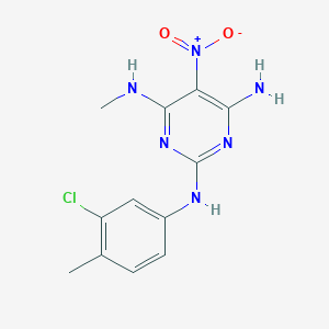 molecular formula C12H13ClN6O2 B2744080 N2-(3-chloro-4-methylphenyl)-N4-methyl-5-nitropyrimidine-2,4,6-triamine CAS No. 610756-81-5