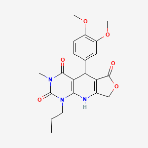 molecular formula C21H23N3O6 B2744087 8-(3,4-dimethoxyphenyl)-11-methyl-13-propyl-5-oxa-2,11,13-triazatricyclo[7.4.0.03,7]trideca-1(9),3(7)-diene-6,10,12-trione CAS No. 867311-60-2