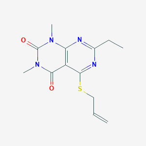 molecular formula C13H16N4O2S B2744089 5-(丙烯硫基)-7-乙基-1,3-二甲基嘧啶并[4,5-d]嘧啶-2,4(1H,3H)-二酮 CAS No. 852169-14-3