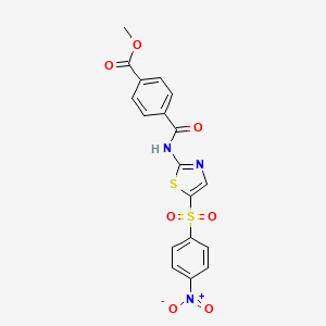 molecular formula C18H13N3O7S2 B2744093 methyl 4-{[5-(4-nitrobenzenesulfonyl)-1,3-thiazol-2-yl]carbamoyl}benzoate CAS No. 477548-54-2