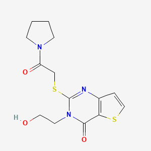 3-(2-hydroxyethyl)-2-((2-oxo-2-(pyrrolidin-1-yl)ethyl)thio)thieno[3,2-d]pyrimidin-4(3H)-one