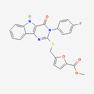 molecular formula C23H16FN3O4S B2744102 methyl 5-({[3-(4-fluorophenyl)-4-oxo-3H,4H,5H-pyrimido[5,4-b]indol-2-yl]sulfanyl}methyl)furan-2-carboxylate CAS No. 536712-03-5