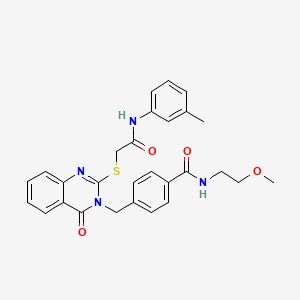 N-(2-methoxyethyl)-4-((4-oxo-2-((2-oxo-2-(m-tolylamino)ethyl)thio)quinazolin-3(4H)-yl)methyl)benzamide