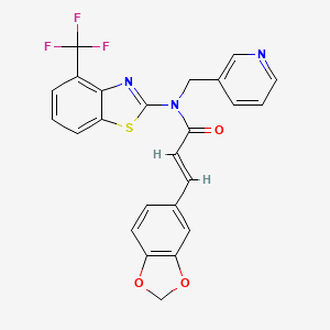 molecular formula C24H16F3N3O3S B2744127 (E)-3-(benzo[d][1,3]dioxol-5-yl)-N-(pyridin-3-ylmethyl)-N-(4-(trifluoromethyl)benzo[d]thiazol-2-yl)acrylamide CAS No. 1396890-36-0