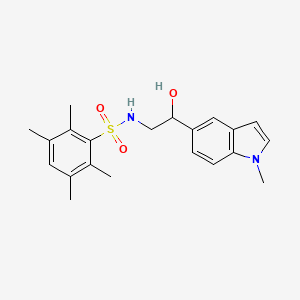 molecular formula C21H26N2O3S B2744137 N-(2-hydroxy-2-(1-methyl-1H-indol-5-yl)ethyl)-2,3,5,6-tetramethylbenzenesulfonamide CAS No. 2034410-21-2