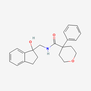 molecular formula C22H25NO3 B2744174 N-[(1-hydroxy-2,3-dihydro-1H-inden-1-yl)methyl]-4-phenyloxane-4-carboxamide CAS No. 1396875-41-4