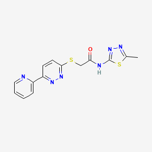 molecular formula C14H12N6OS2 B2744177 N-(5-methyl-1,3,4-thiadiazol-2-yl)-2-{[6-(pyridin-2-yl)pyridazin-3-yl]sulfanyl}acetamide CAS No. 894002-14-3