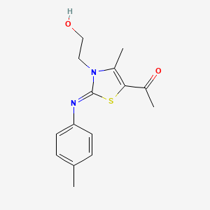 (Z)-1-(3-(2-hydroxyethyl)-4-methyl-2-(p-tolylimino)-2,3-dihydrothiazol-5-yl)ethanone