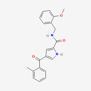 molecular formula C21H20N2O3 B2744218 N-[(2-methoxyphenyl)methyl]-4-(2-methylbenzoyl)-1H-pyrrole-2-carboxamide CAS No. 439120-84-0
