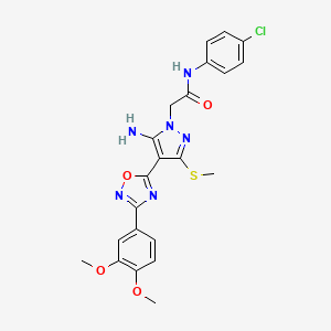 2-(5-amino-4-(3-(3,4-dimethoxyphenyl)-1,2,4-oxadiazol-5-yl)-3-(methylthio)-1H-pyrazol-1-yl)-N-(4-chlorophenyl)acetamide