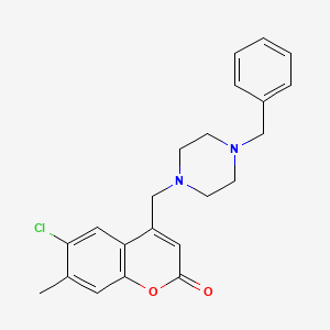 4-[(4-benzylpiperazin-1-yl)methyl]-6-chloro-7-methyl-2H-chromen-2-one