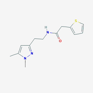 molecular formula C13H17N3OS B2744242 N-(2-(1,5-dimethyl-1H-pyrazol-3-yl)ethyl)-2-(thiophen-2-yl)acetamide CAS No. 2034283-92-4