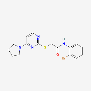 molecular formula C16H17BrN4OS B2744244 N-(2-bromophenyl)-2-((4-(pyrrolidin-1-yl)pyrimidin-2-yl)thio)acetamide CAS No. 1251605-29-4