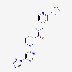 1-(6-(1H-1,2,4-triazol-1-yl)pyrimidin-4-yl)-N-((2-(pyrrolidin-1-yl)pyridin-4-yl)methyl)piperidine-3-carboxamide
