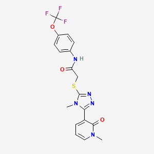 2-((4-methyl-5-(1-methyl-2-oxo-1,2-dihydropyridin-3-yl)-4H-1,2,4-triazol-3-yl)thio)-N-(4-(trifluoromethoxy)phenyl)acetamide
