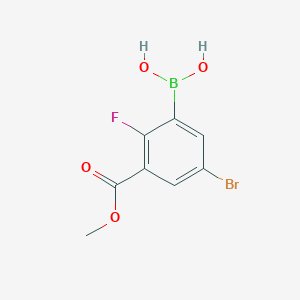 molecular formula C8H7BBrFO4 B2744294 5-Bromo-2-fluoro-3-methoxycarbonylphenylboronic acid CAS No. 2377612-08-1