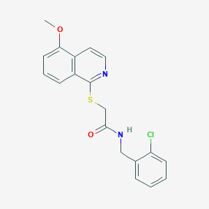 molecular formula C19H17ClN2O2S B2744313 N-(2-chlorobenzyl)-2-((5-methoxyisoquinolin-1-yl)thio)acetamide CAS No. 1203390-94-6
