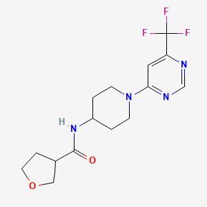molecular formula C15H19F3N4O2 B2744314 N-(1-(6-(trifluoromethyl)pyrimidin-4-yl)piperidin-4-yl)tetrahydrofuran-3-carboxamide CAS No. 2034412-96-7