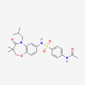 molecular formula C23H29N3O5S B2744335 N-(4-(N-(5-isobutyl-3,3-dimethyl-4-oxo-2,3,4,5-tetrahydrobenzo[b][1,4]oxazepin-7-yl)sulfamoyl)phenyl)acetamide CAS No. 922003-79-0
