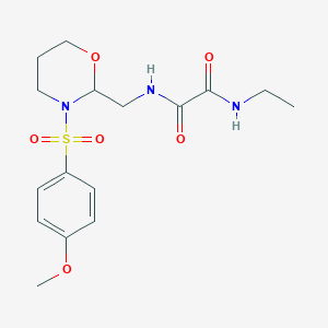molecular formula C16H23N3O6S B2744345 N-ethyl-N'-{[3-(4-methoxybenzenesulfonyl)-1,3-oxazinan-2-yl]methyl}ethanediamide CAS No. 872880-85-8