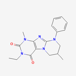 B2744391 3-ethyl-1,7-dimethyl-9-phenyl-7,8-dihydro-6H-purino[7,8-a]pyrimidine-2,4-dione CAS No. 843669-33-0