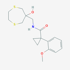 molecular formula C17H23NO3S2 B2744396 N-[(6-hydroxy-1,4-dithiepan-6-yl)methyl]-1-(2-methoxyphenyl)cyclopropane-1-carboxamide CAS No. 2415470-90-3