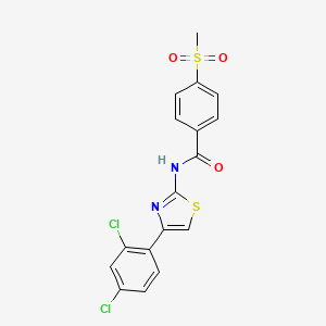 molecular formula C17H12Cl2N2O3S2 B2744440 N-(4-(2,4-dichlorophenyl)thiazol-2-yl)-4-(methylsulfonyl)benzamide CAS No. 896345-30-5