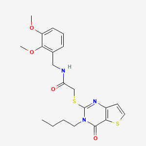 molecular formula C21H25N3O4S2 B2744446 2-({3-butyl-4-oxo-3H,4H-thieno[3,2-d]pyrimidin-2-yl}sulfanyl)-N-[(2,3-dimethoxyphenyl)methyl]acetamide CAS No. 1252899-10-7