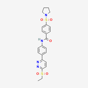 molecular formula C23H24N4O5S2 B2744463 N-(4-(6-(ethylsulfonyl)pyridazin-3-yl)phenyl)-4-(pyrrolidin-1-ylsulfonyl)benzamide CAS No. 921796-72-7