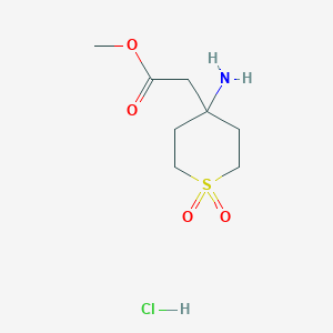 molecular formula C8H16ClNO4S B2744481 Methyl 2-(4-amino-1,1-dioxothian-4-yl)acetate;hydrochloride CAS No. 2375273-37-1