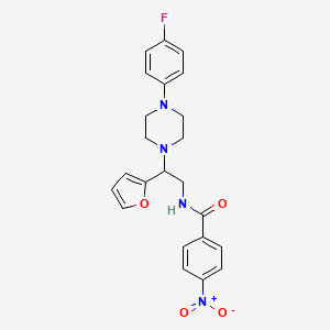 molecular formula C23H23FN4O4 B2744526 N-(2-(4-(4-fluorophenyl)piperazin-1-yl)-2-(furan-2-yl)ethyl)-4-nitrobenzamide CAS No. 887219-25-2