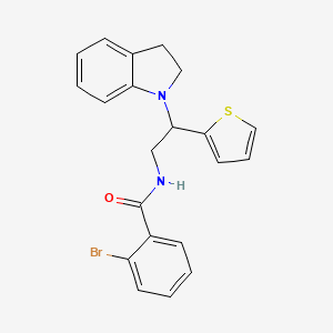 molecular formula C21H19BrN2OS B2744528 2-bromo-N-(2-(indolin-1-yl)-2-(thiophen-2-yl)ethyl)benzamide CAS No. 898407-33-5