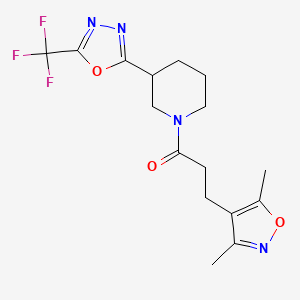 3-(3,5-Dimethylisoxazol-4-yl)-1-(3-(5-(trifluoromethyl)-1,3,4-oxadiazol-2-yl)piperidin-1-yl)propan-1-one