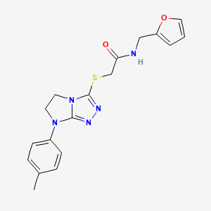 molecular formula C18H19N5O2S B2744535 N-(furan-2-ylmethyl)-2-((7-(p-tolyl)-6,7-dihydro-5H-imidazo[2,1-c][1,2,4]triazol-3-yl)thio)acetamide CAS No. 921790-53-6