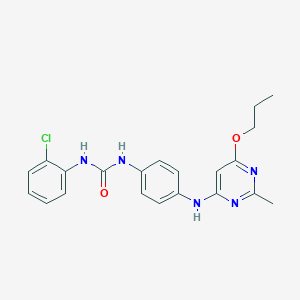 molecular formula C21H22ClN5O2 B2744540 1-(2-Chlorophenyl)-3-(4-((2-methyl-6-propoxypyrimidin-4-yl)amino)phenyl)urea CAS No. 946201-44-1
