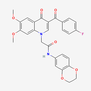 N-(2,3-dihydro-1,4-benzodioxin-6-yl)-2-[3-(4-fluorobenzoyl)-6,7-dimethoxy-4-oxoquinolin-1-yl]acetamide