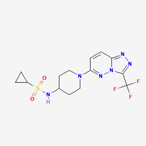 molecular formula C14H17F3N6O2S B2744557 N-{1-[3-(trifluoromethyl)-[1,2,4]triazolo[4,3-b]pyridazin-6-yl]piperidin-4-yl}cyclopropanesulfonamide CAS No. 2415583-40-1