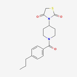 molecular formula C18H22N2O3S B2744569 3-[1-(4-propylbenzoyl)piperidin-4-yl]-1,3-thiazolidine-2,4-dione CAS No. 1795364-43-0
