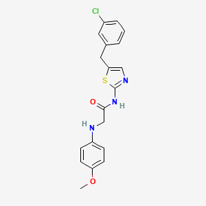 molecular formula C19H18ClN3O2S B2744573 N-(5-(3-chlorobenzyl)thiazol-2-yl)-2-((4-methoxyphenyl)amino)acetamide CAS No. 854003-93-3