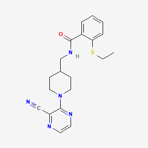 molecular formula C20H23N5OS B2744590 N-((1-(3-cyanopyrazin-2-yl)piperidin-4-yl)methyl)-2-(ethylthio)benzamide CAS No. 1797725-97-3